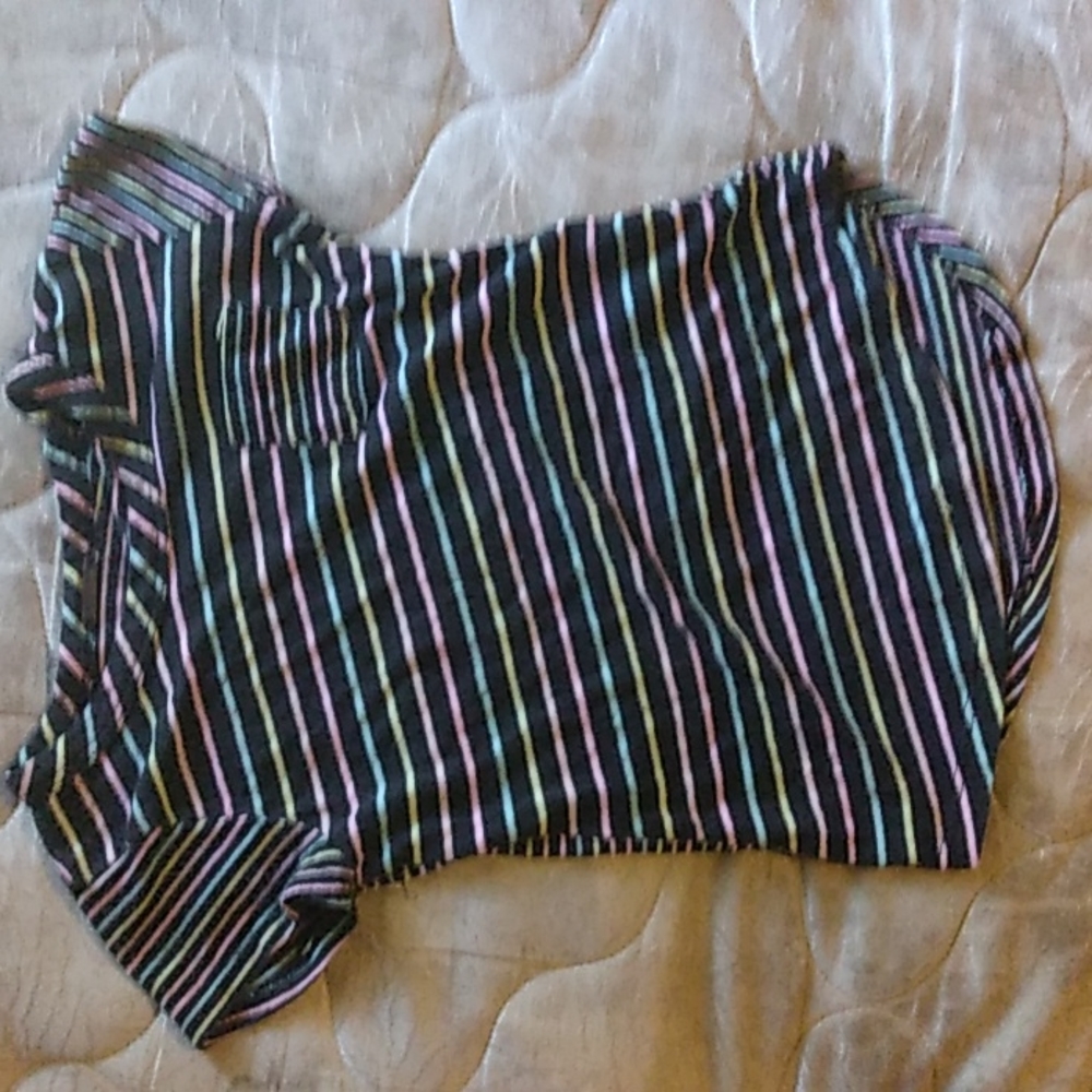 Brand:proof girl, size:xs/6x, black with pink, yellow and blue stripes.